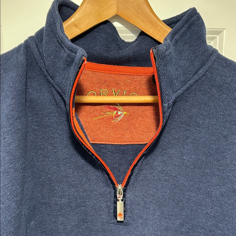 Orvis Men's Navy Zip-Up Sweater - Picture 2 of 4